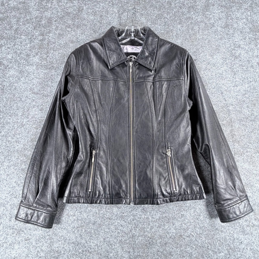 Vintage Wilsons Maxima‎ Leather Jacket Womens S Black Pelle Studio Quilted Moto